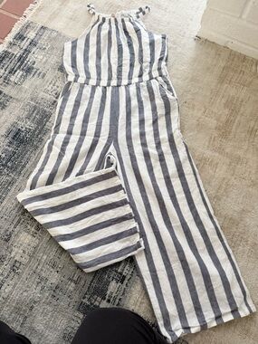 Striped Halter Kids One-Piece Bodysuit - White & Navy